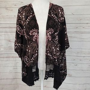 Angie Kimono with Crocheted Lace Trim Large